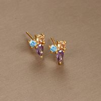 1 Pair Simple Style Geometric Butterfly Plating Inlay Copper Zircon Ear Studs main image 5