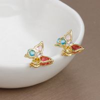 1 Pair Simple Style Geometric Butterfly Plating Inlay Copper Zircon Ear Studs main image 3