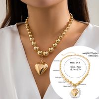 Elegant Exaggerated Geometric Heart Shape Ccb Imitation Pearl Beaded Plating Women's Necklace sku image 4