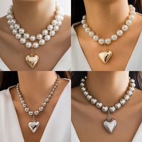 Elegant Exaggerated Geometric Heart Shape Ccb Imitation Pearl Beaded Plating Women's Necklace main image 4