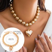 Elegant Exaggerated Geometric Heart Shape Ccb Imitation Pearl Beaded Plating Women's Necklace sku image 8