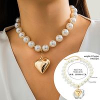 Elegant Exaggerated Geometric Heart Shape Ccb Imitation Pearl Beaded Plating Women's Necklace sku image 2