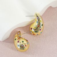 1 Pair Classic Style Water Droplets Plating Inlay Alloy Rhinestones Ear Studs main image 4