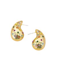 1 Pair Classic Style Water Droplets Plating Inlay Alloy Rhinestones Ear Studs main image 3