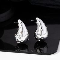 1 Pair Classic Style Water Droplets Plating Inlay Alloy Rhinestones Ear Studs sku image 3