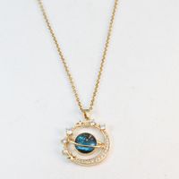 Ig Style Simple Style Planet Titanium Steel Copper Plating Inlay Zircon Pendant Necklace main image 2