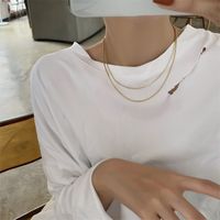 Simple Style Geometric Titanium Steel Plating Double Layer Necklaces main image 2
