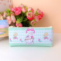 Color Block Leather Learning School Cute Simple Style Pencil Case main image 5