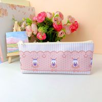 Color Block Leather Learning School Cute Simple Style Pencil Case main image 3