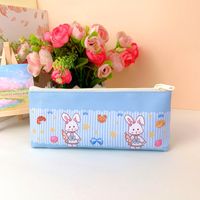 Color Block Leather Learning School Cute Simple Style Pencil Case main image 2