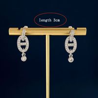 1 Pair Simple Style Solid Color Plating Inlay Copper Zircon Drop Earrings main image 2