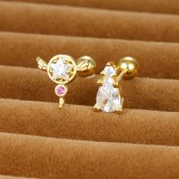1 Piece Simple Style Geometric Plating Inlay Copper Zircon Cartilage Earrings main image 1
