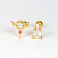 1 Piece Simple Style Geometric Plating Inlay Copper Zircon Cartilage Earrings main image 5