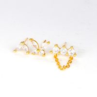 1 Set Simple Style Geometric Plating Inlay Copper Zircon Cartilage Earrings main image 5