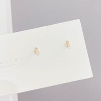 1 Set Simple Style Heart Shape Crown Plating Inlay Copper Zircon Ear Studs main image 5