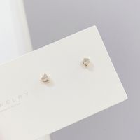 1 Set Simple Style Heart Shape Crown Plating Inlay Copper Zircon Ear Studs main image 3