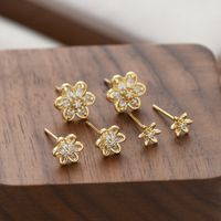 1 Jeu Sucré Fleur Placage Incruster Le Cuivre Zircon Boucles D'oreilles main image 4