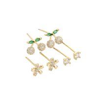 1 Set Ig Style Simple Style Round Cherry Flower Plating Inlay Copper Zircon Ear Studs main image 3