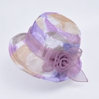 Femmes Style Classique Bloc De Couleur Fleurs Avant-toit Plat Chapeau Seau main image 2