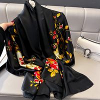 Women's Elegant Simple Style Flower Satin Silk Scarf main image 5