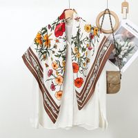 Women's Elegant Flower Polyester Printing Silk Scarf main image 5