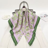 Women's Elegant Flower Polyester Printing Silk Scarf sku image 3