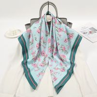 Women's Elegant Flower Polyester Printing Silk Scarf sku image 2