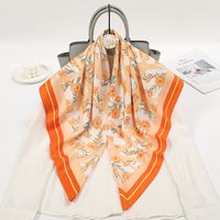 Women's Elegant Flower Polyester Printing Silk Scarf sku image 4