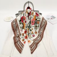 Women's Elegant Flower Polyester Printing Silk Scarf sku image 8