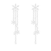 1 Pair Simple Style Snowflake Plating Inlay Alloy Artificial Diamond Drop Earrings main image 6