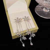 1 Pair Simple Style Snowflake Plating Inlay Alloy Artificial Diamond Drop Earrings main image 5