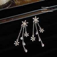 1 Pair Simple Style Snowflake Plating Inlay Alloy Artificial Diamond Drop Earrings main image 4