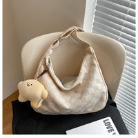 Women's Medium Cotton Color Block Classic Style Square Zipper Shoulder Bag sku image 1