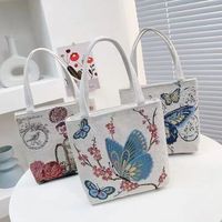 Women's Elegant Elephant Flower Butterfly Canvas Shopping Bags main image 1