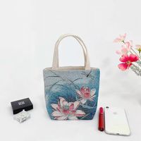 Women's Elegant Elephant Flower Butterfly Canvas Shopping Bags sku image 5