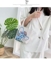 Women's Elegant Elephant Flower Butterfly Canvas Shopping Bags sku image 11