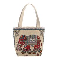 Women's Elegant Elephant Flower Butterfly Canvas Shopping Bags main image 2
