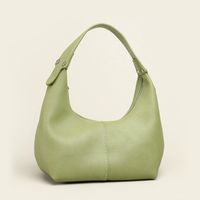 Women's Medium Pu Leather Color Block Streetwear Dumpling Shape Zipper Shoulder Bag main image video