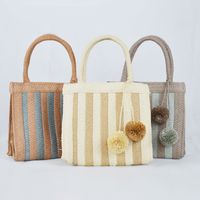 Women's Medium Straw Color Block Vintage Style Classic Style Square Open Straw Bag main image 1