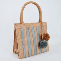 Women's Medium Straw Color Block Vintage Style Classic Style Square Open Straw Bag main image 4