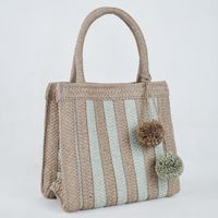 Women's Medium Straw Color Block Vintage Style Classic Style Square Open Straw Bag main image 3
