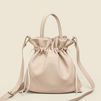 Women's Small Pu Leather Solid Color Streetwear Bucket String Bucket Bag main image 5