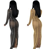 Femmes Robe Fourreau Élégant Style Classique Col Rond Diamant Manche Courte Couleur Unie Maxi Longue Robe Fête Rue main image 6