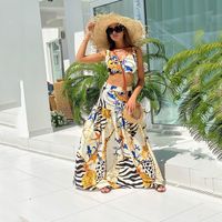 Holiday Travel Women's Vintage Style Vacation Printing Polyester Skirt Sets Skirt Sets main image 5