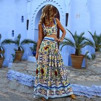 Holiday Travel Women's Vintage Style Vacation Printing Polyester Skirt Sets Skirt Sets main image 6