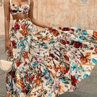 Holiday Travel Women's Vintage Style Vacation Printing Polyester Skirt Sets Skirt Sets main image 4