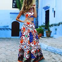 Holiday Travel Women's Vintage Style Vacation Printing Polyester Skirt Sets Skirt Sets main image 3