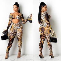Women's Holiday Street Sexy Leopard Full Length Jumpsuits main image 3