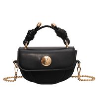 Women's Mini Pu Leather Solid Color Classic Style Square Flip Cover Handbag sku image 1