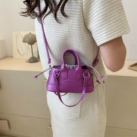Women's Medium Pu Leather Solid Color Streetwear Square String Shoulder Bag main image 4